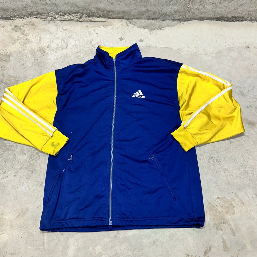 Vintage Adidas Track Jacket Full Zip Blue Yellow Colorblock Mens‎ Small